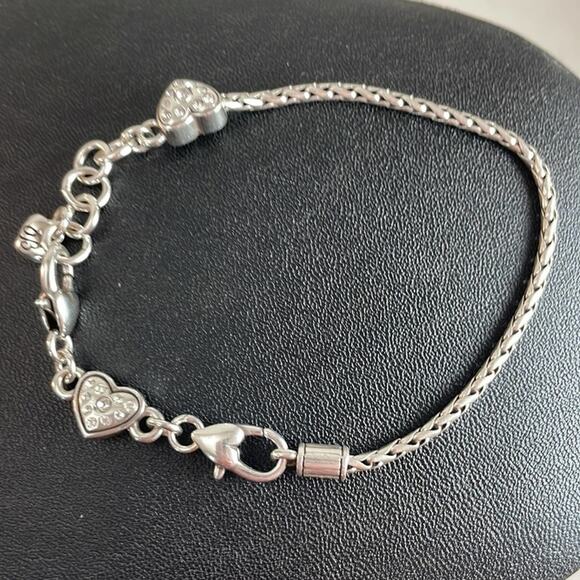 Brighton charm bracelet heart slide bracelet silver starter base Preowned - Picture 1 of 5